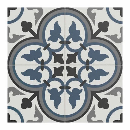Monaco Blue Patterned Wall And Floor Tiles 25x25cm - Metro Tiles