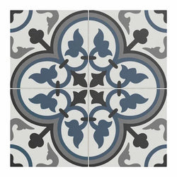 Monaco Blue Patterned Wall And Floor Tiles 25x25cm - Metro Tiles