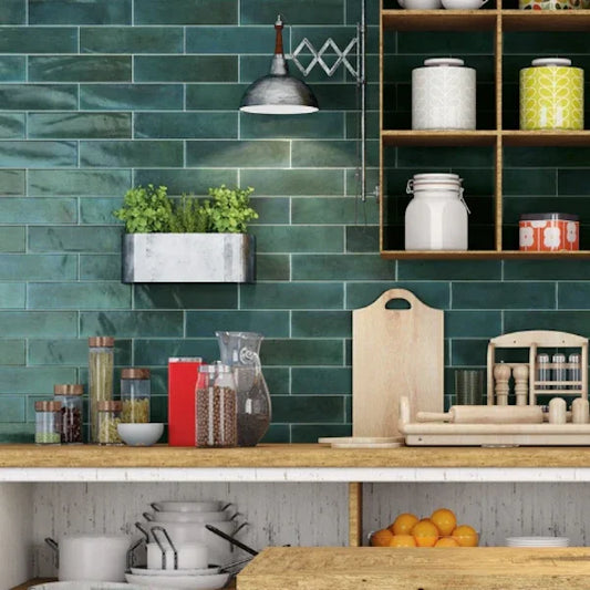 Opal Emerald Gloss Wall TIles 7.5x30cm - Metro Tiles