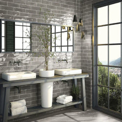 Opal Grey Gloss Wall Tiles 7.5x30cm - Metro Tiles