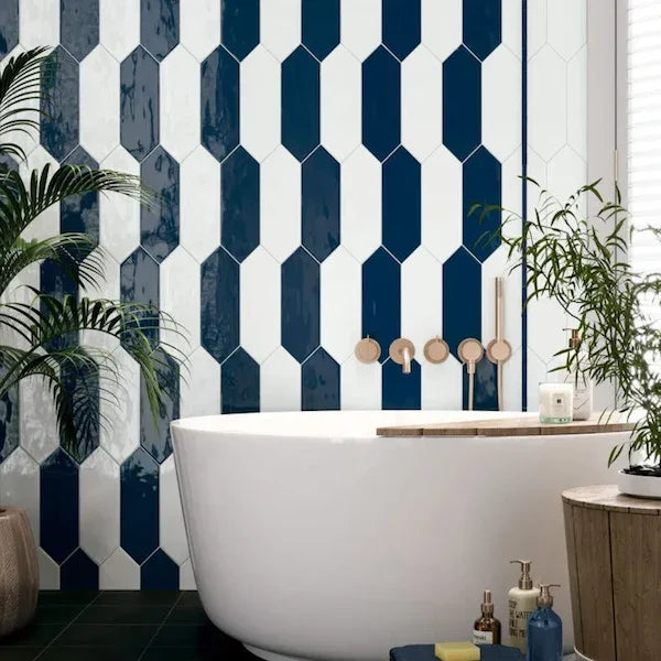 Picket Dark Blue Gloss Wall Tiles - Metro Tiles