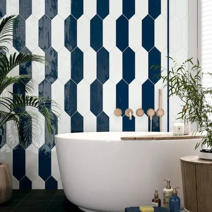 Picket Dark Blue Gloss Wall Tiles - Metro Tiles