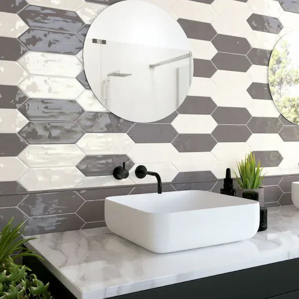 Picket Charcoal Grey Gloss Wall Tiles - Metro Tiles