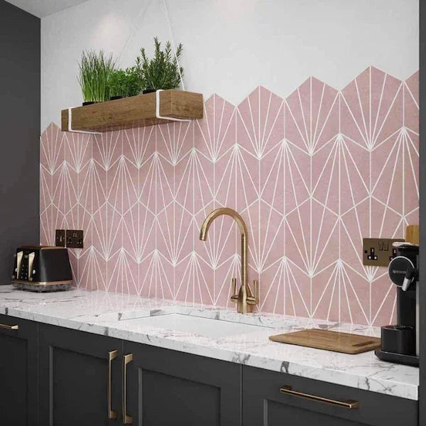 Palm Springs Pink Hexagon Tiles 23.2x26.7cm - Metro Tiles