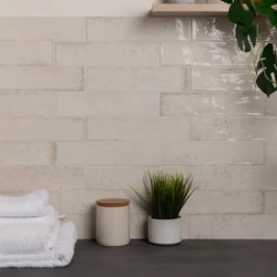 Rio Coconut White Gloss Wall Tiles 7.5x30cm - Metro Tiles