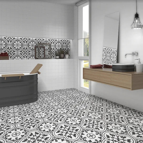 Salisbury Charcoal Black Patterned Tiles