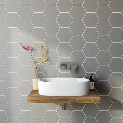 Hexagon Grey Matt Floor And Wall Tiles 23x27cm - Metro Tiles