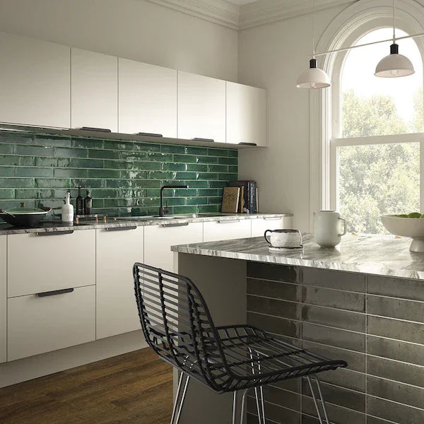 Verona Forest Green Ceramic Wall Tiles 7.5x30cm