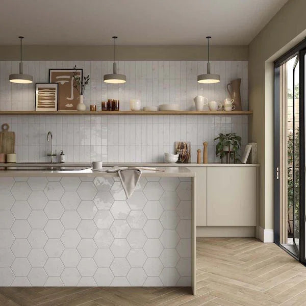 Verona Antique White Hexagon Wall Tiles - Metro Tiles