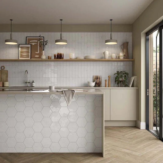 Verona Antique White Hexagon Wall Tiles - Metro Tiles