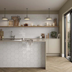 Verona Antique White Hexagon Wall Tiles - Metro Tiles