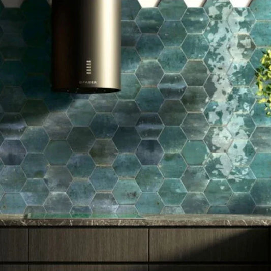 Verona Ink Blue Hexagon Wall Tiles - Metro Tiles