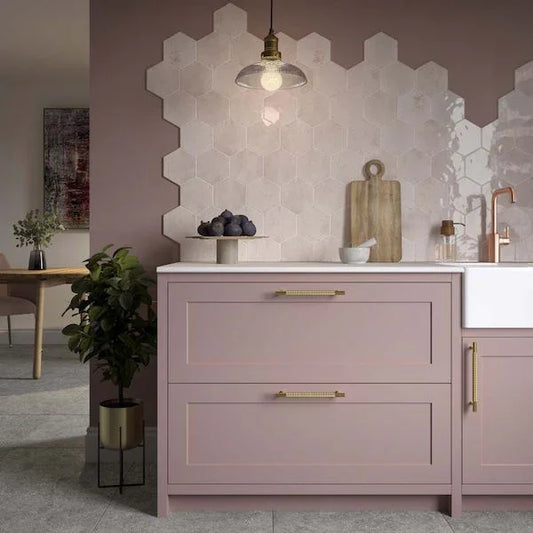 Verona Baby Pink Hexagon Wall Tiles - Metro Tiles