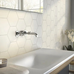 Hexagon White Matt Floor And Wall Tiles 23x27cm - Metro Tiles