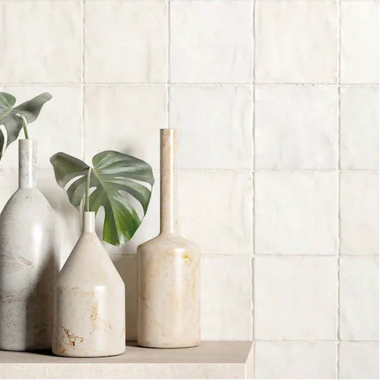 Zellige Pearl Matt Wall Tiles 10x10cm - Metro Tiles